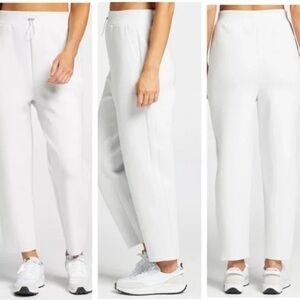 Calia White Cropped High-Waist Straight-Leg Pants
